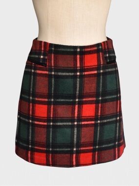 Copper Key Plaid A-Line Mini Skirt